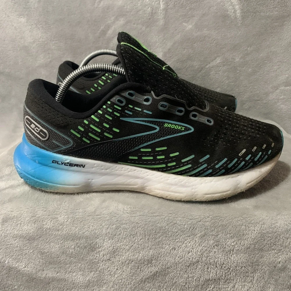 Brooks Glycerin 20 Men's Running Shoes 10 Black Blue Green Athletic Sneakers‎